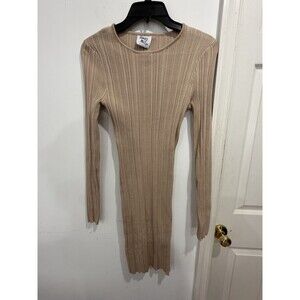 New Princess Polly SZ  S Nude Body Con Dress Ribbed long sleeve
